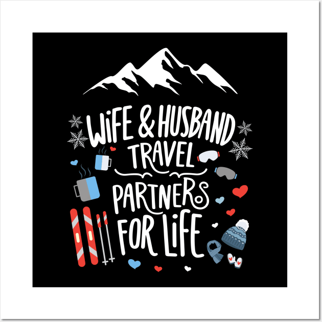 Wife & Husband Travel Partners For Life Honeymoon Ski Lovers Wall Art by AimArtStudio